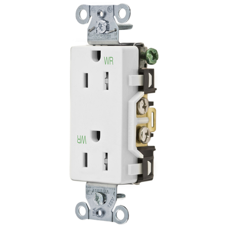 HUBBELL WIRING DEVICE-KELLEMS Commercial Specification Grade Style Line Decorator Duplex Receptacles DR15WHIWRTR